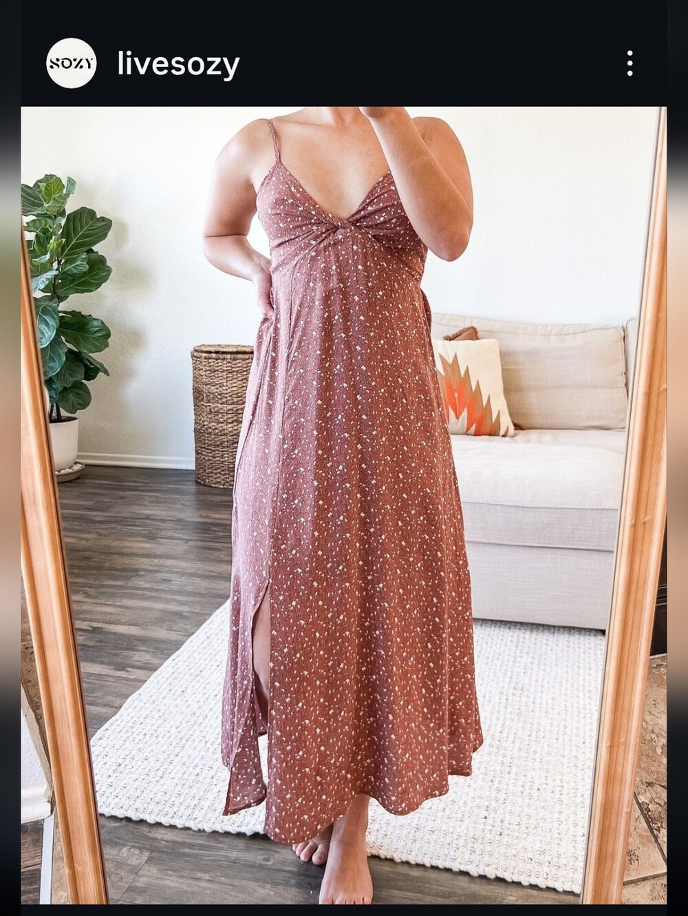 SOZY Demya Dress in Clay combo Twist Front